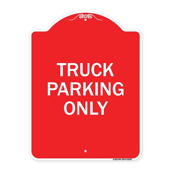 Reserved Parking Sign Truck Parking Only, Red & White Aluminum Sign, 18" x 24", RW-1824-23028